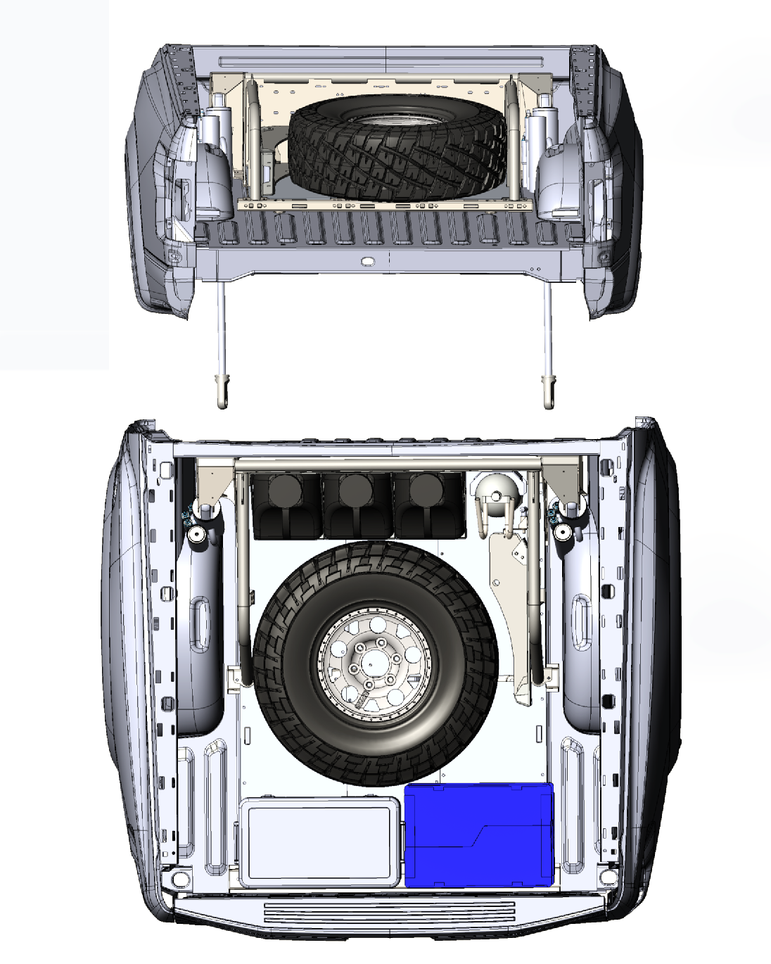 2021+ Raptor 5-Link Rear Bed Organizer - 3.0x16 Coil Over or 3.5x16 Bypass Shock