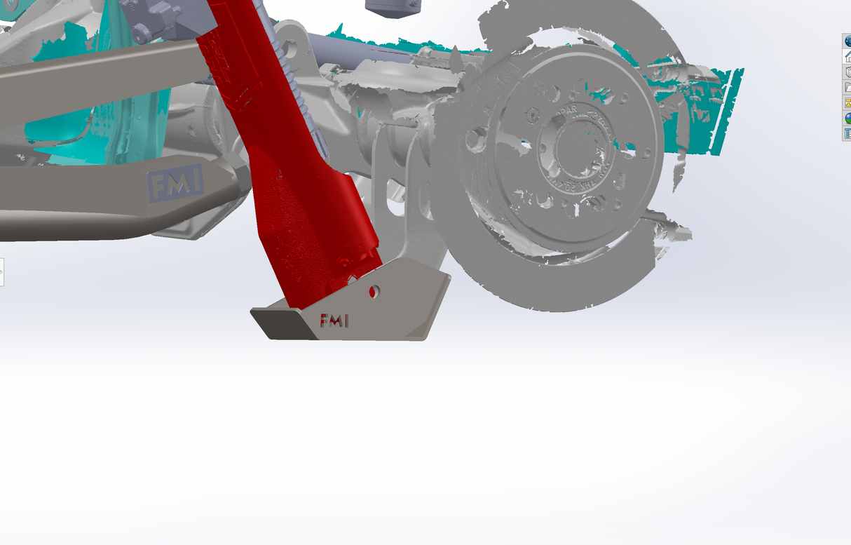 TRX suspension scans provide the background that was used to develop the FMI TRX rear shock guard kit to protect the lower shock from rock damage when running in the rough