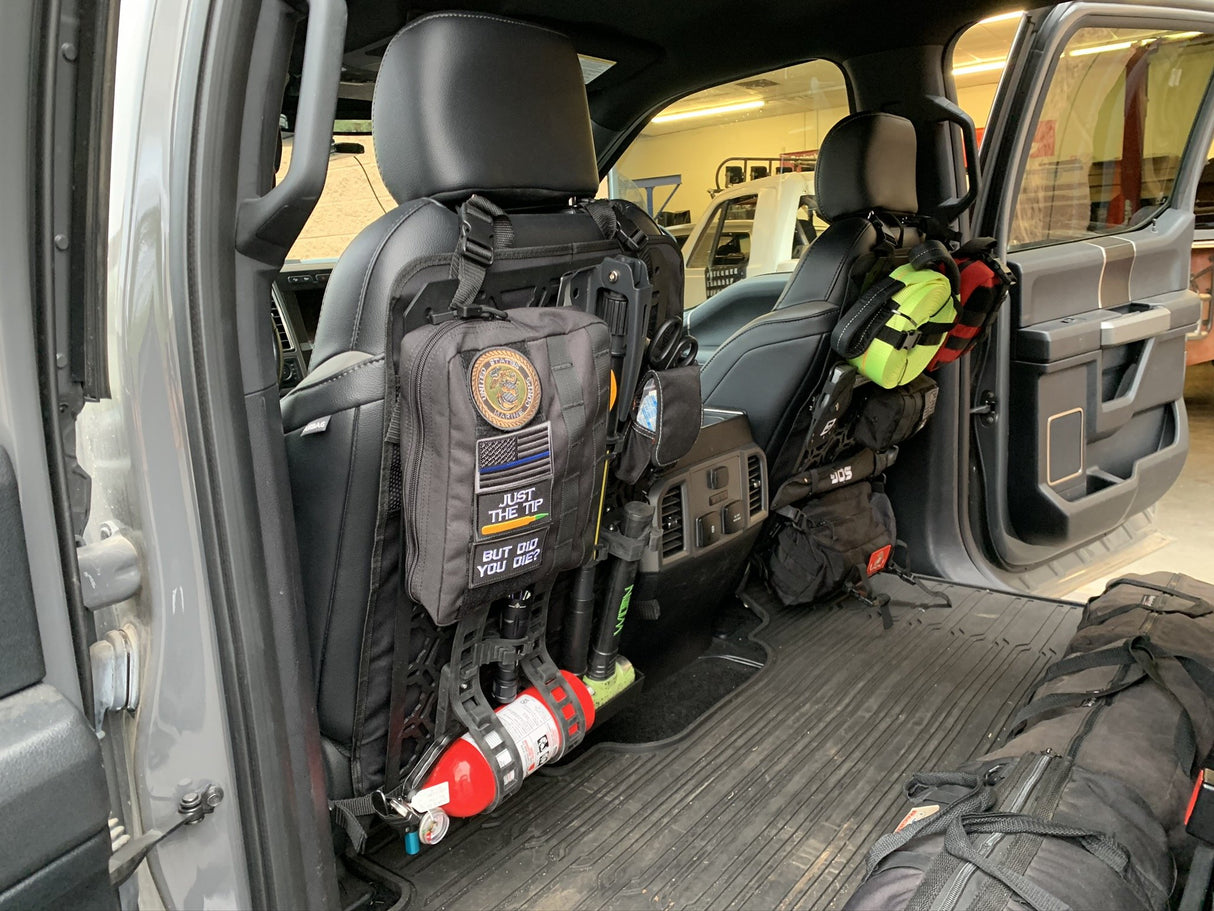 Off-Road Seat Back Panel Kit with Shovel - Hammer - Fire Extinguisher